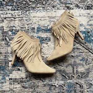 Suede fringe ankle boots